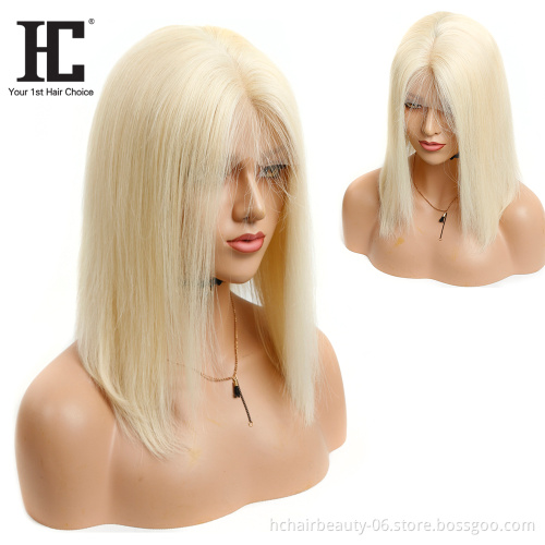 Short Lace Front Human Hair Wigs Blonde 613 Human Hair Lace Frontal Wig Brazilian Hair Blonde Bob Wig For Black Women 613 Blonde